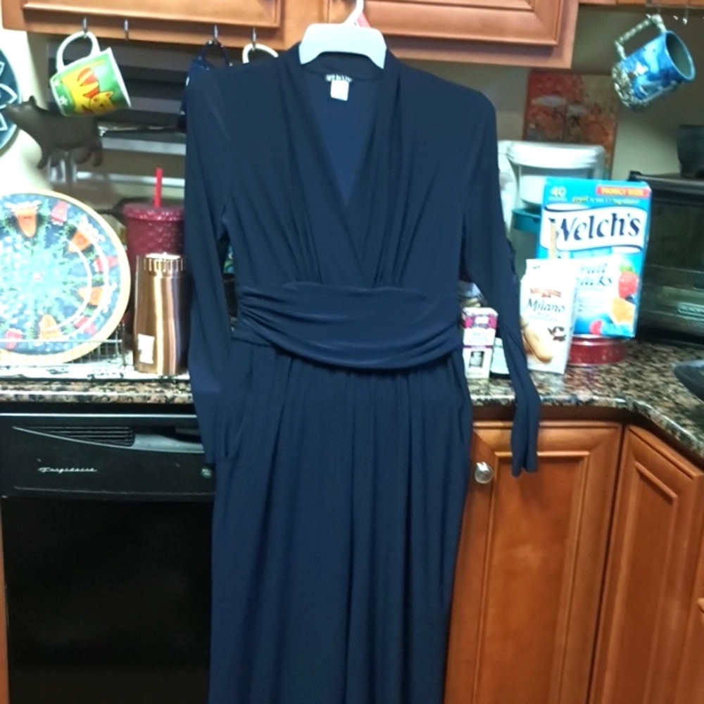 New Venus Deep Blue Long Sleeve Jumpsuit Size M  Beautiful (Prom)